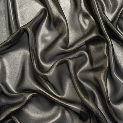 Liquid Sheen Metallic Polyester Chiffon - Gold on Black - Liquid Sheen Chiffon Collection