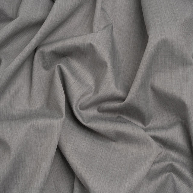 Polyester and Cotton Twill Shirting - Heathered Gray - Deadstock