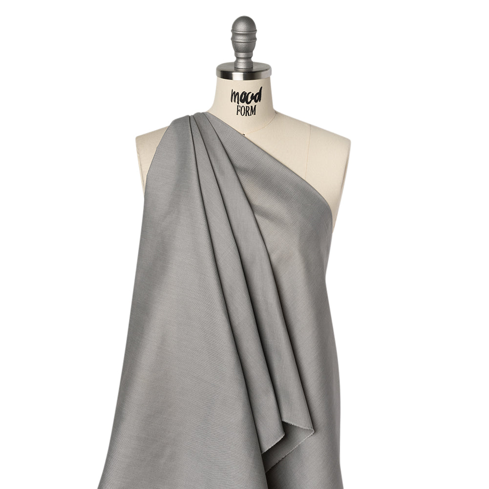 Cotton Twill Chambray Shirting - Gray - Deadstock - Drape
