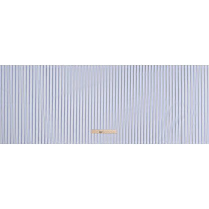 Cotton Oxford Shirting - Sky Blue, Cobalt and White Alternating Stripes - Designer Deadstock