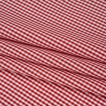 Cotton Gingham Shirting - Red and White Little Checks - Deadstock