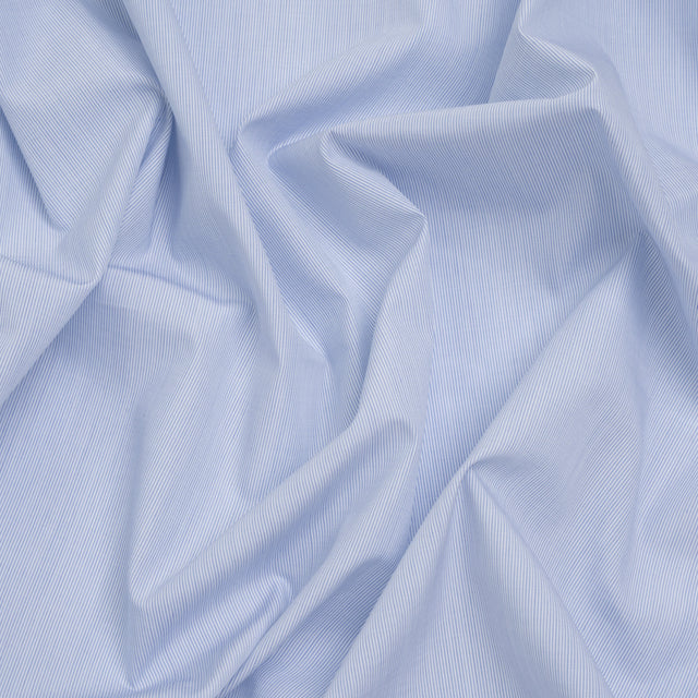 Cotton Shirting - Sky Blue and White Pinstripes - Deadstock