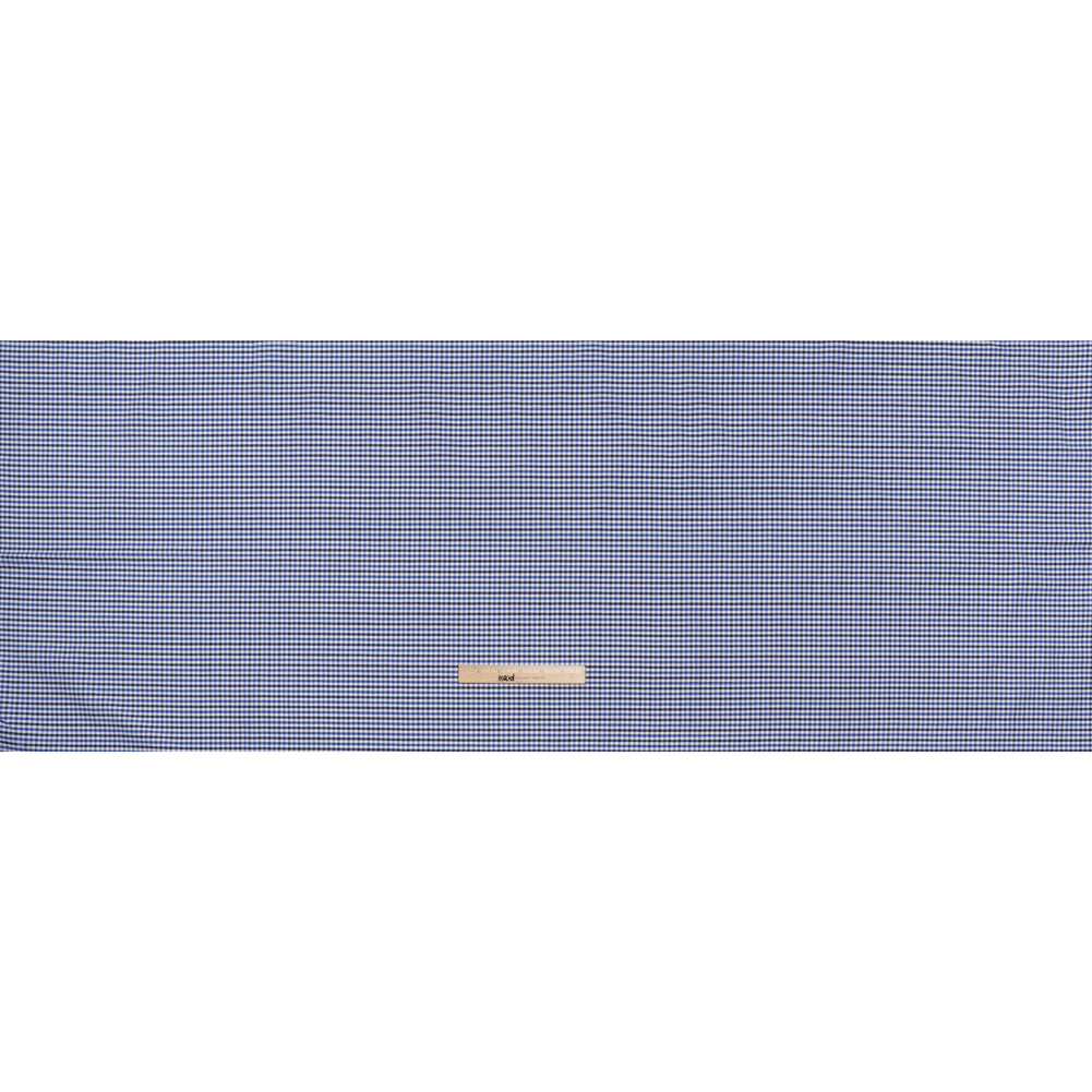 Cotton Oxford Shirting - Blue, Midnight and White Tattersall Check - Deadstock - Full