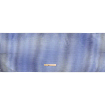Cotton Oxford Shirting - Blue, Midnight and White Tattersall Check - Deadstock