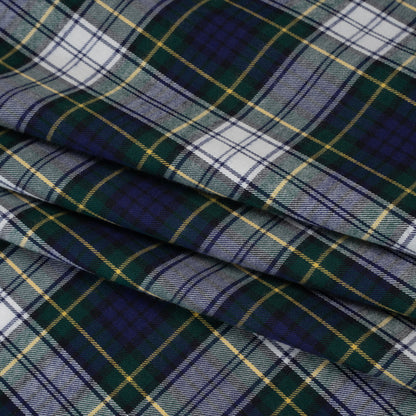 Brushed Cotton Twill Shirting - Blue, Green and Yellow Plaid - Designer Deadstock