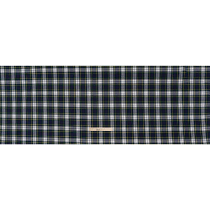 Brushed Cotton Twill Shirting - Blue, Green and Yellow Plaid - Designer Deadstock