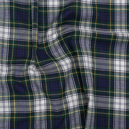 Brushed Cotton Twill Shirting - Blue, Green and Yellow Plaid - Designer Deadstock
