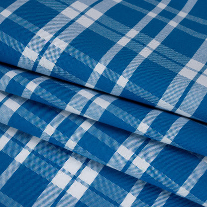 Cotton Oxford Shirting - Bright Blue and White Plaid - Deadstock Folded