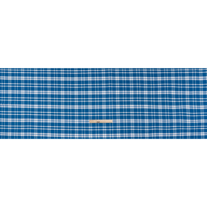 Cotton Oxford Shirting - Bright Blue and White Plaid - Deadstock Full