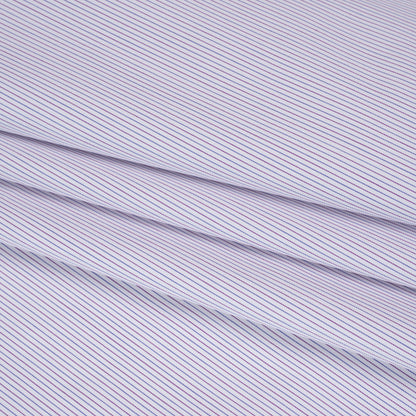 Cotton Twill Shirting - White, Blue and Purple Pinstripes - Deadstock