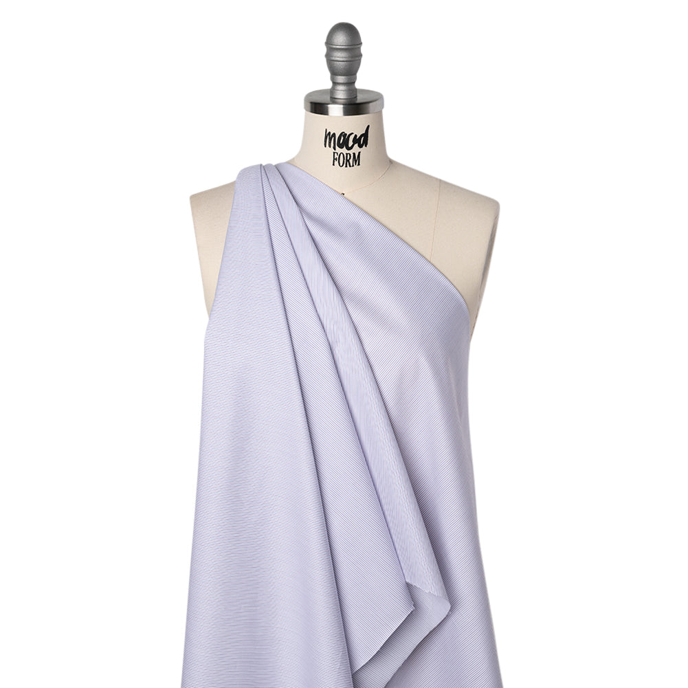 Cotton Twill Shirting - White, Blue and Purple Pinstripes - Deadstock - Drape