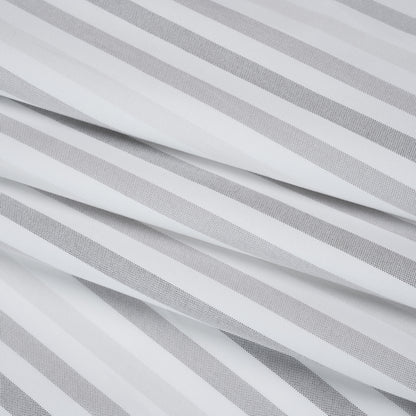 Cotton Oxford Shirting - White and Shades of Gray Stripes - Deadstock