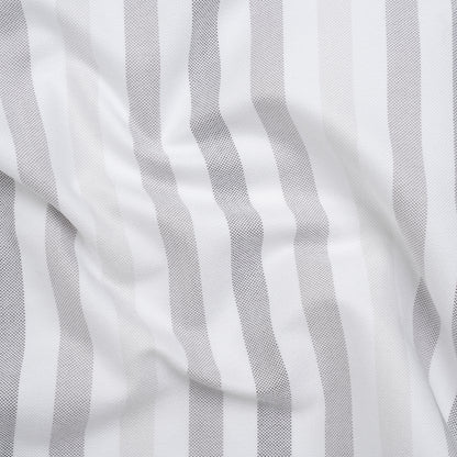 Cotton Oxford Shirting - White and Shades of Gray Stripes - Deadstock
