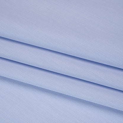 Cotton Shirting - Sky Blue and White Fine Stripes - Designer Deadstock Folded