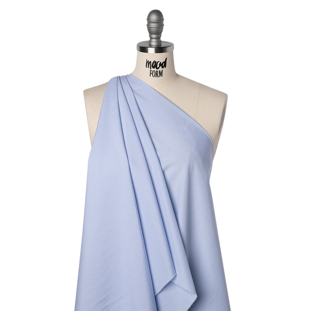 Cotton Shirting - Sky Blue and White Fine Stripes - Designer Deadstock Drape