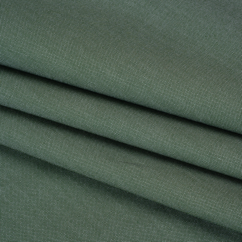 Cotton Oxford Shirting - Evergreen and White - Deadstock - Folded