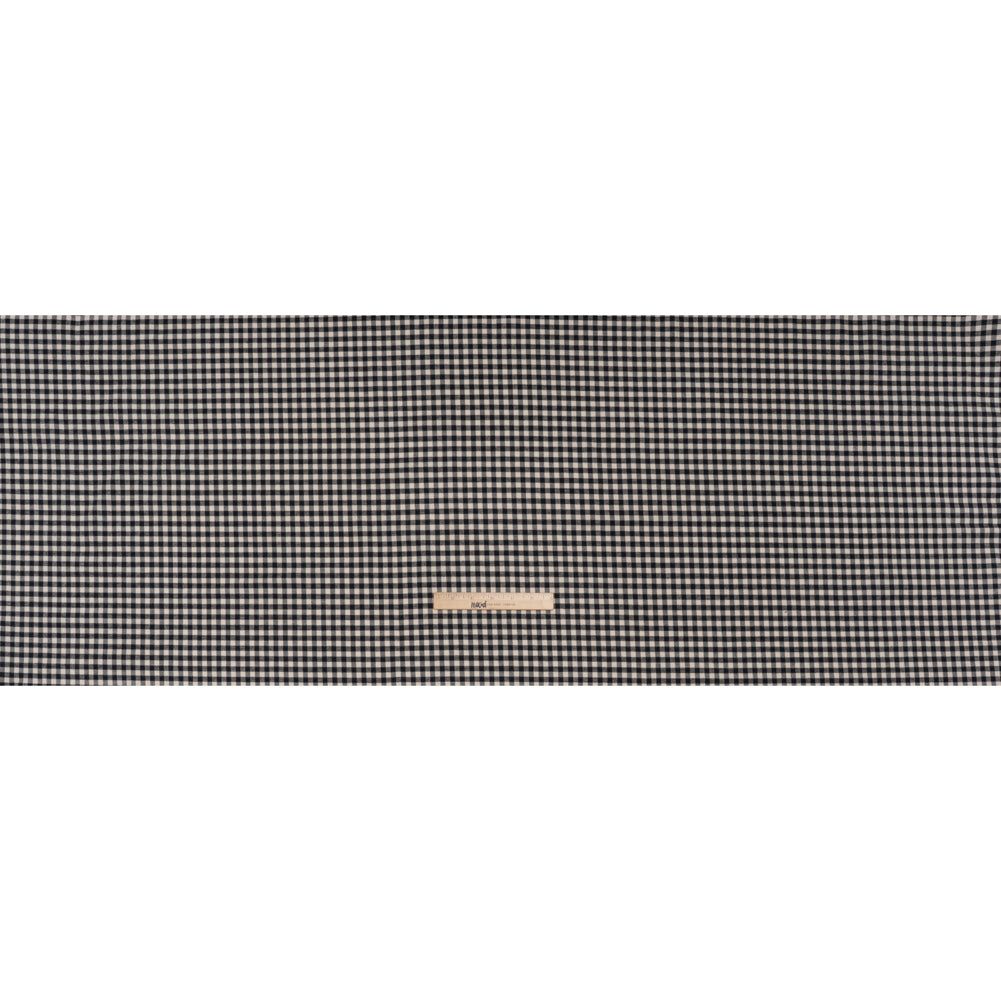 Brushed Cotton Twill Shirting Flannel - Black and Off White Checks - Designer Deadstock Full