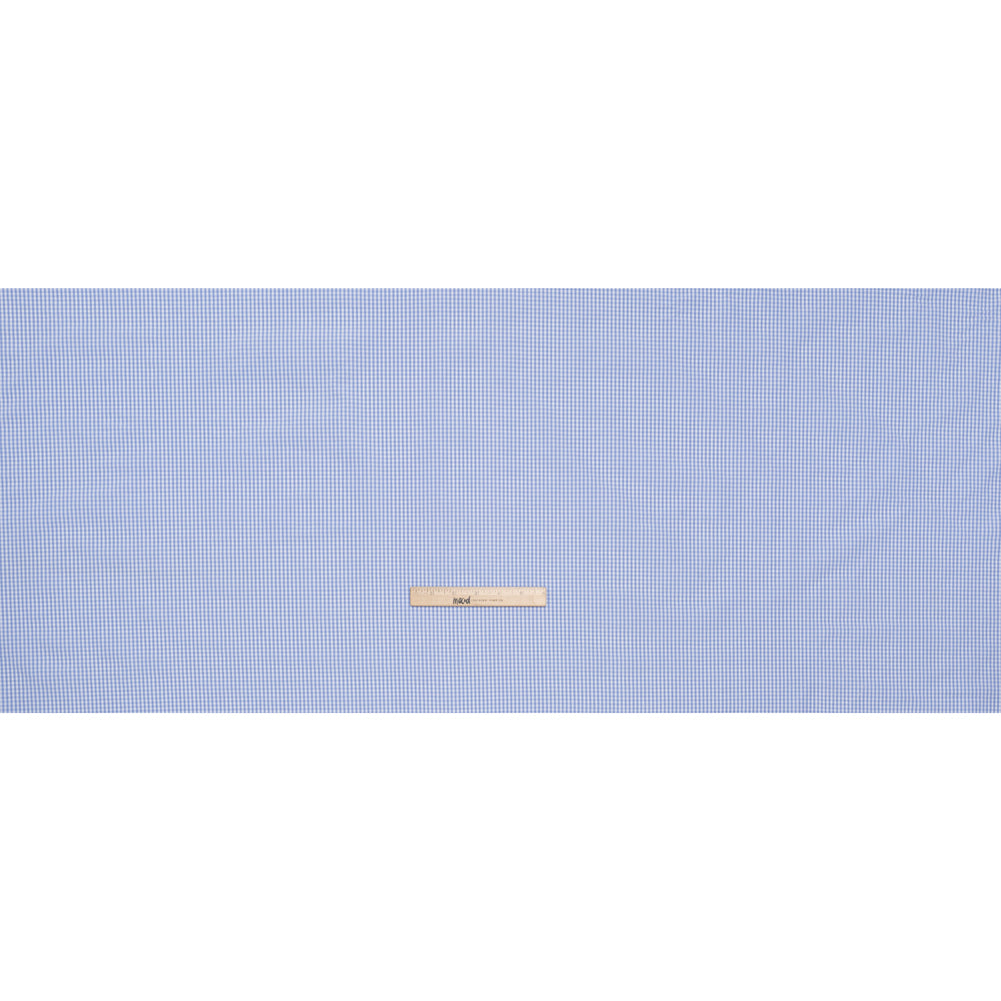 Cotton Gingham Shirting - Sky Blue and White Checks - Designer Deadstock - Full