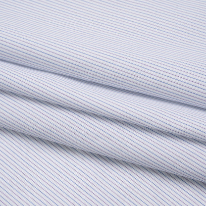 Cotton Dobby Shirting - Blue, Purple and White Pinstripes - Deadstock