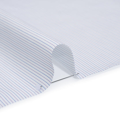 Cotton Dobby Shirting - Blue, Purple and White Pinstripes - Deadstock
