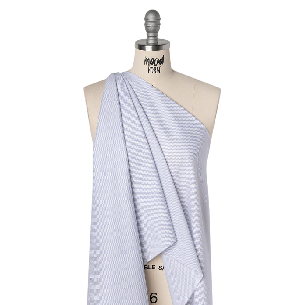 Cotton Dobby Shirting - Blue, Purple and White Pinstripes - Deadstock - Drape