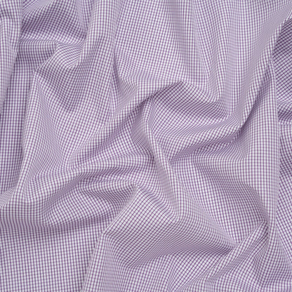 Cotton Shirting - Fuchsia Purple and White Checks - Deadstock