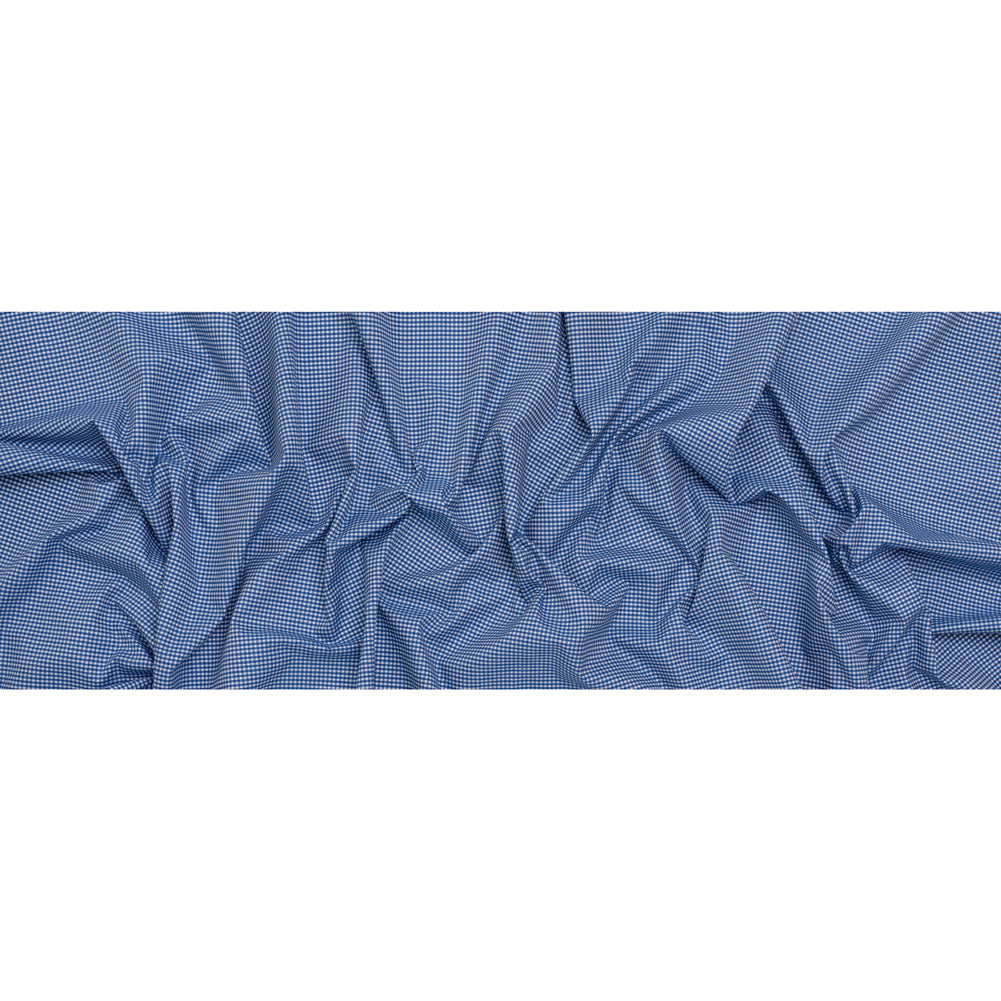 Cotton Twill Shirting - Cobalt Blue and White Checks - Deadstock - Full