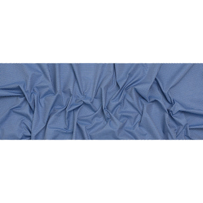 Cotton Twill Shirting - Cobalt Blue and White Checks - Deadstock