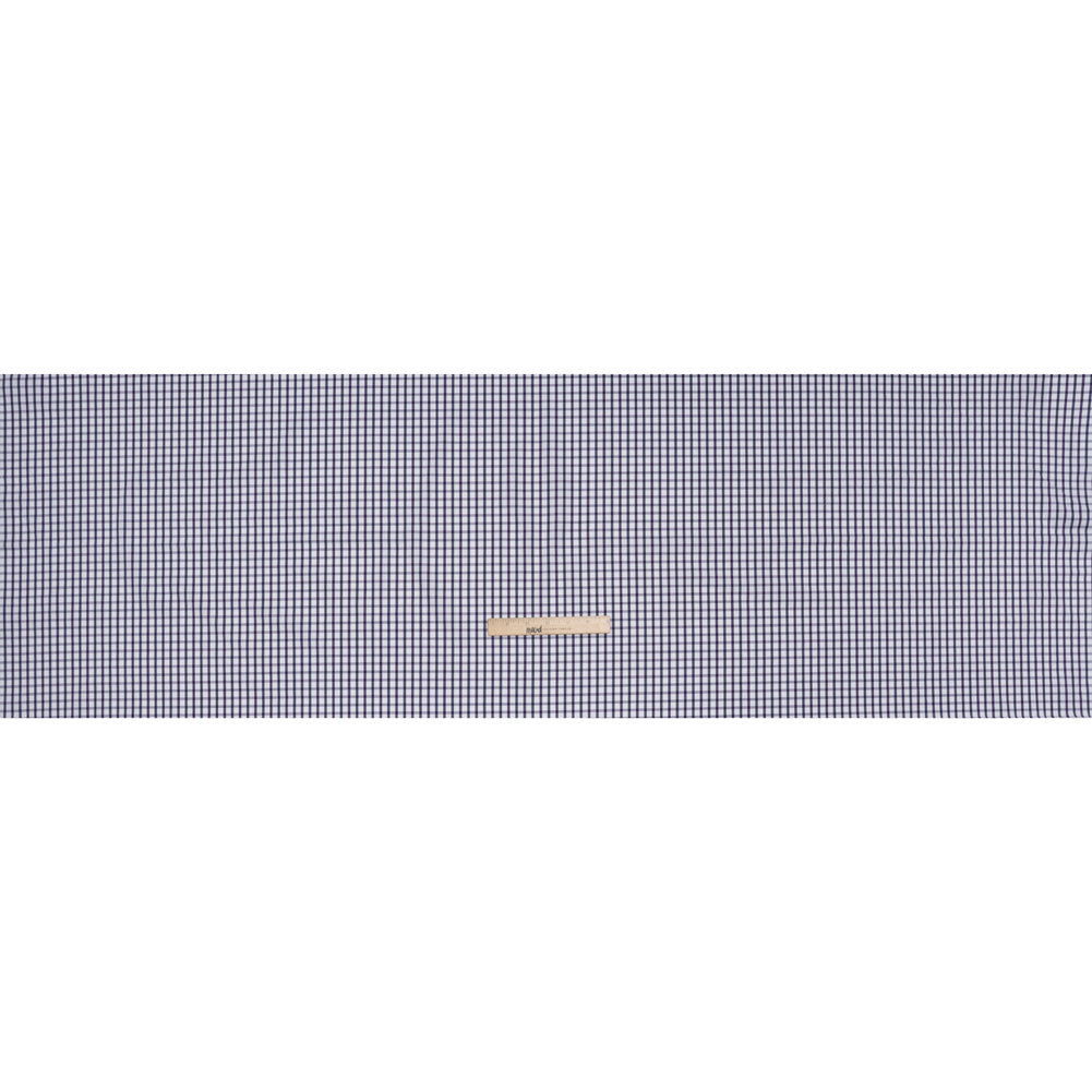 Cotton Twill Shirting - Navy Blue, Purple and White Tattersall Check - Designer Deadstock - Full