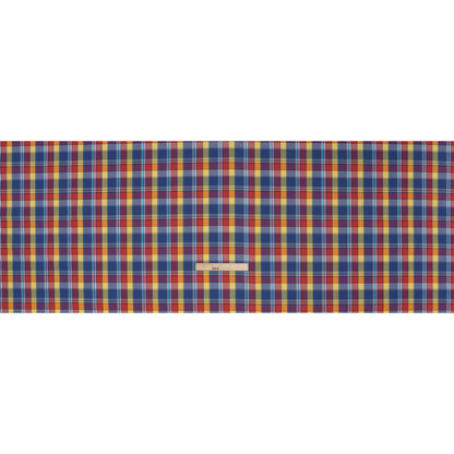 Cotton Twill Shirting - Red, Blue and Butter Yellow Plaid - Deadstock