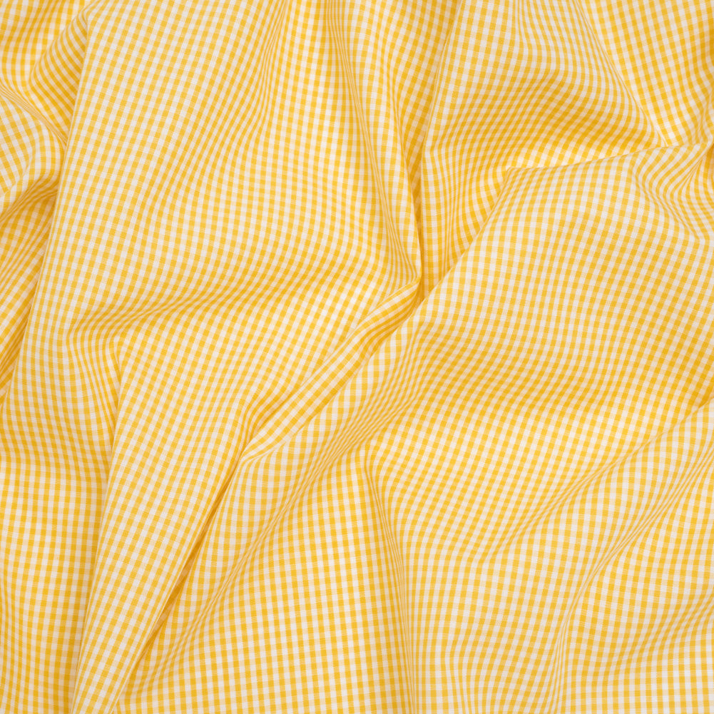 Cotton Gingham Shirting - Yellow and White Little Checks - Deadstock