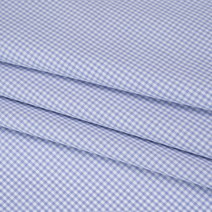 Cotton Shirting - Country Blue and White Checks - Deadstock