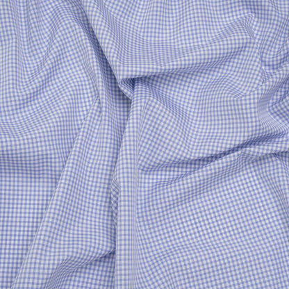 Cotton Shirting - Country Blue and White Checks - Deadstock