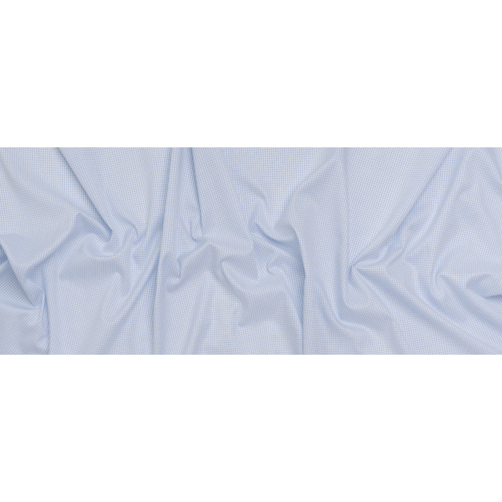 Cotton Twill Shirting - Pale Blue and White Checks - Deadstock - Full