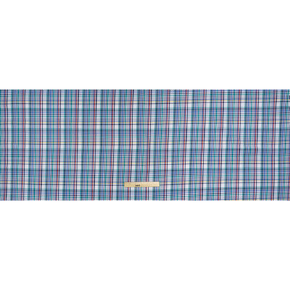 Cotton Twill Shirting - Blue, Green and Navy Colorful Plaid - Deadstock