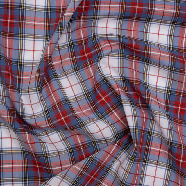 Cotton Shirting - Blue, Red and Yellow Classic Plaid - Designer Deadstock