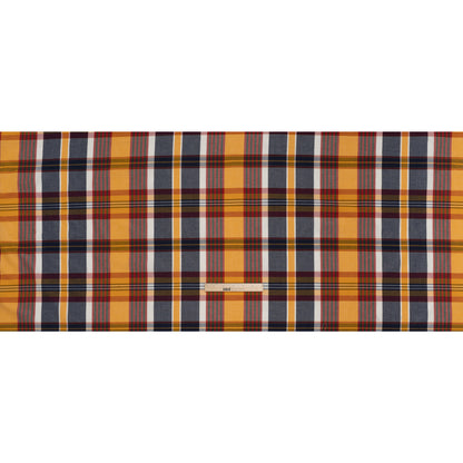 Rustic Cotton Shirting - Golden Yellow, Red and Navy Blue Plaid - Deadstock