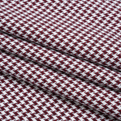 Cotton Twill - Red, Navy and White Houndstooth - Deadstock