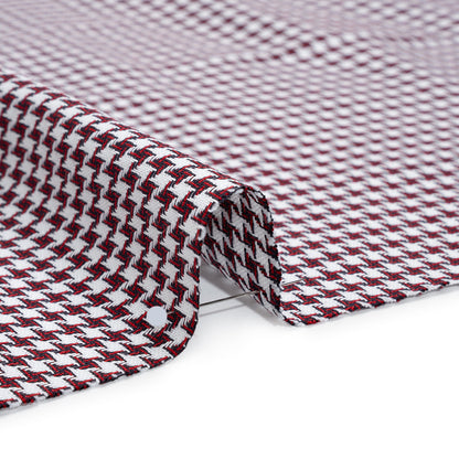 Cotton Twill - Red, Navy and White Houndstooth - Deadstock