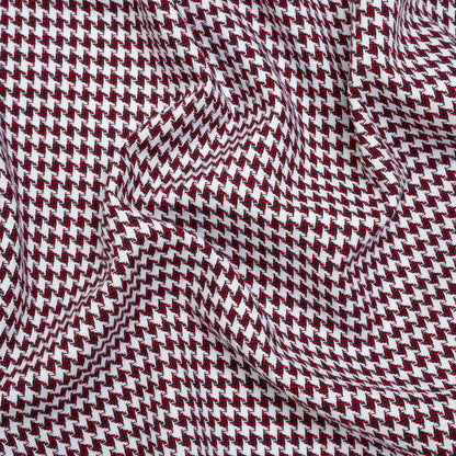 Cotton Twill - Red, Navy and White Houndstooth - Deadstock