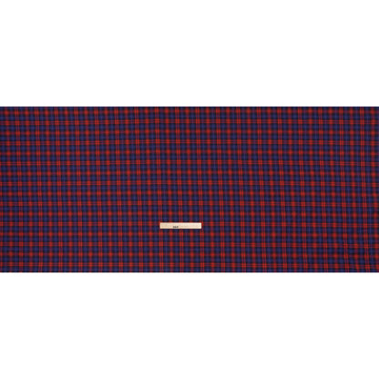 Brushed Cotton Twill Shirting - Red, Electric Blue and Black Plaid - Designer Deadstock