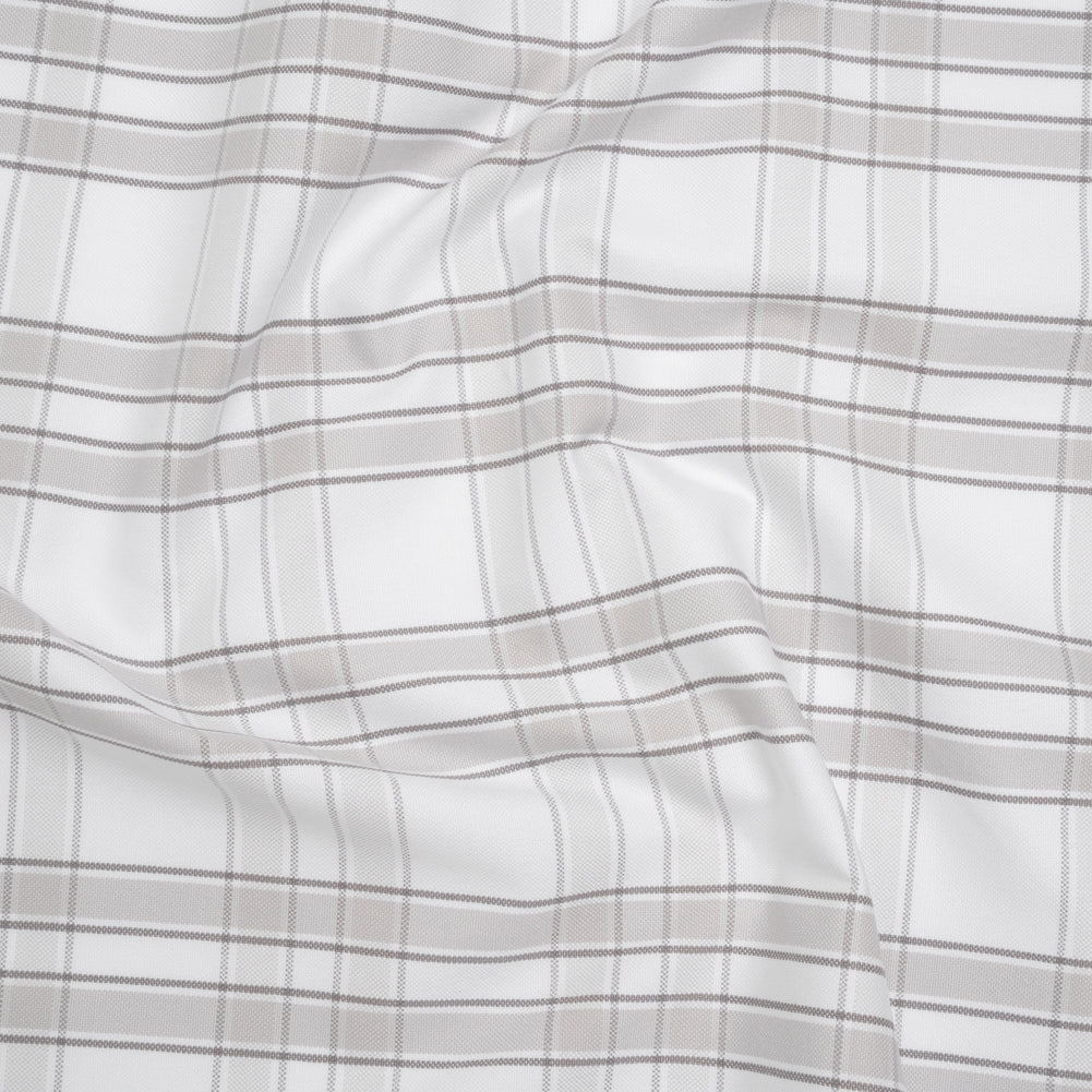 Cotton Oxford Shirting - Gray and White Plaid Check - Deadstock