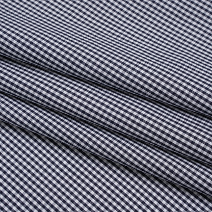 Cotton Gingham Shirting - Navy and White Tiny Checks - Deadstock