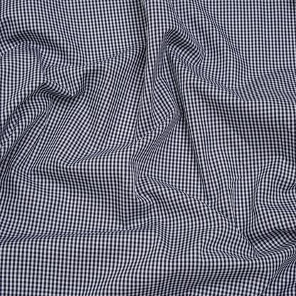 Cotton Gingham Shirting - Navy and White Tiny Checks - Deadstock