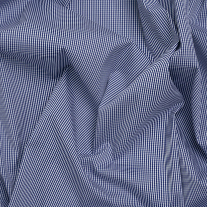 Cotton Shirting - Blue and White Tiny Gingham Check - Deadstock