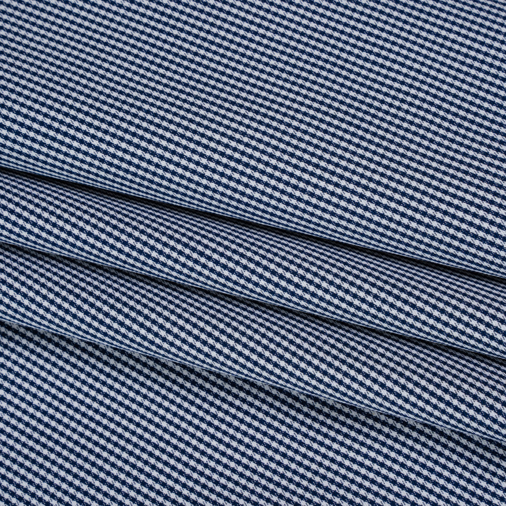 Cotton Shirting - Midnight Blue and White Tiny Checks - Deadstock - Folded