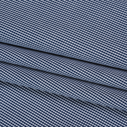 Cotton Shirting - Midnight Blue and White Tiny Checks - Deadstock