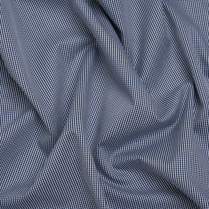 Cotton Shirting - Midnight Blue and White Tiny Checks - Deadstock