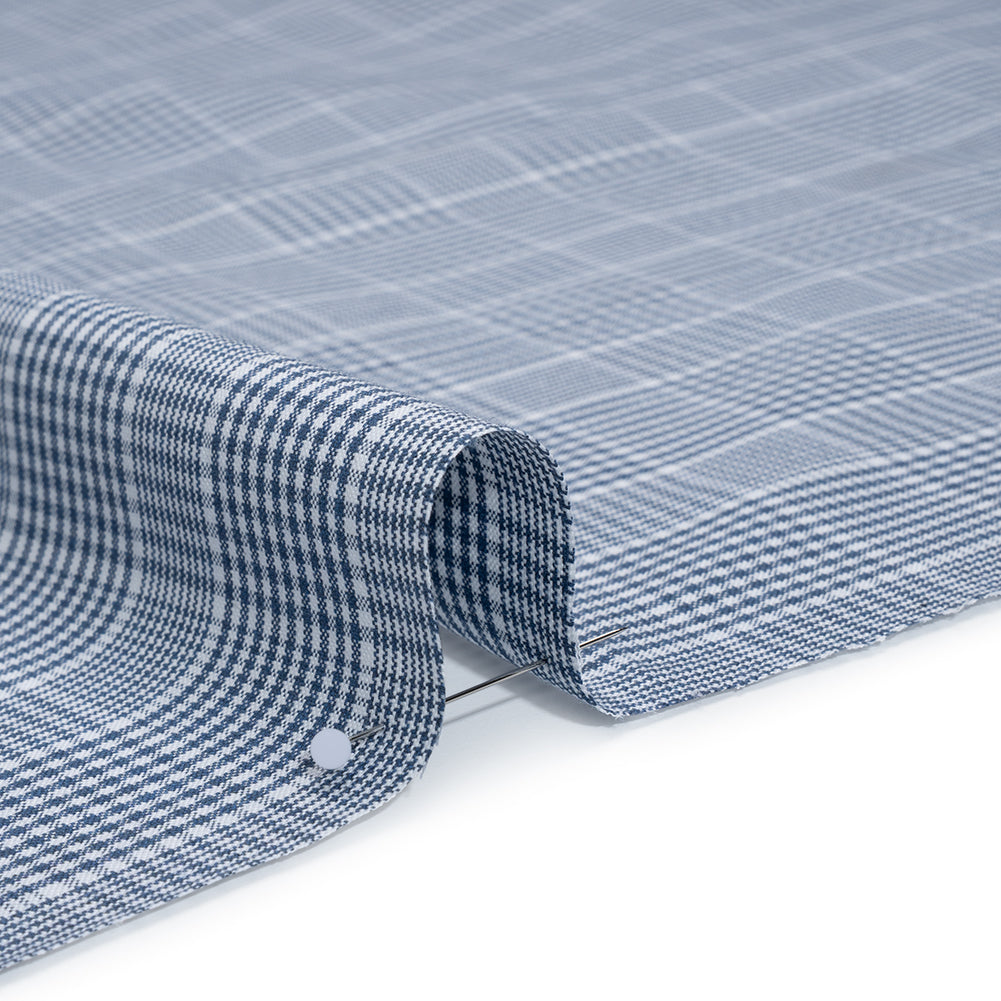 Cotton Oxford Shirting - Blue and White Glen Plaid - Deadstock Detail