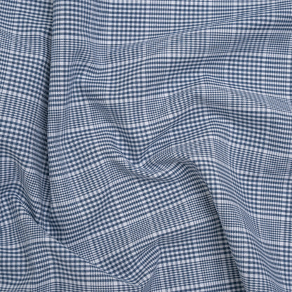Cotton Oxford Shirting - Blue and White Glen Plaid - Deadstock